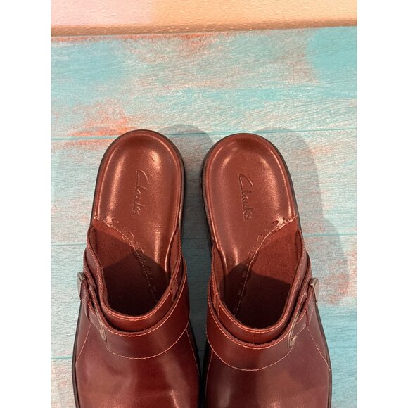 Clarks Womens Brown Leather Slip-On Mule Shoes With Buckle Detail Sz 7 #74106 - Picture 10 of 11